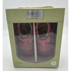 New Robeez Girls size 7US Becky  Pink Sandals 1st Stepz Leather Flexiable Sole